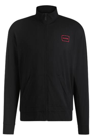 Trenerka BOSS HUGO Relaxed-Fit Stretch Cotton Jacket with Frame Logo Crna | 50525245