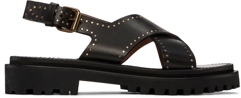 Njega cipela ISABEL MARANT Isabel Marant Baem Studded Leather Platform Sandals Crna | 24PSD0127FA-B1B19S