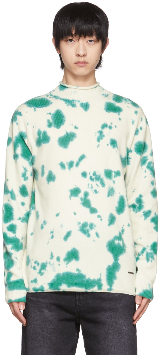 Džemper We11done Tie-Dye Mock Neck Sweater Zelena | WD-KT1-22-604-U-GR