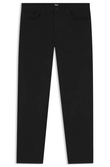 Hlače BOSS BOSS Delaware Slim-Fit Cotton-Blend Twill Trousers Crna | 50543953