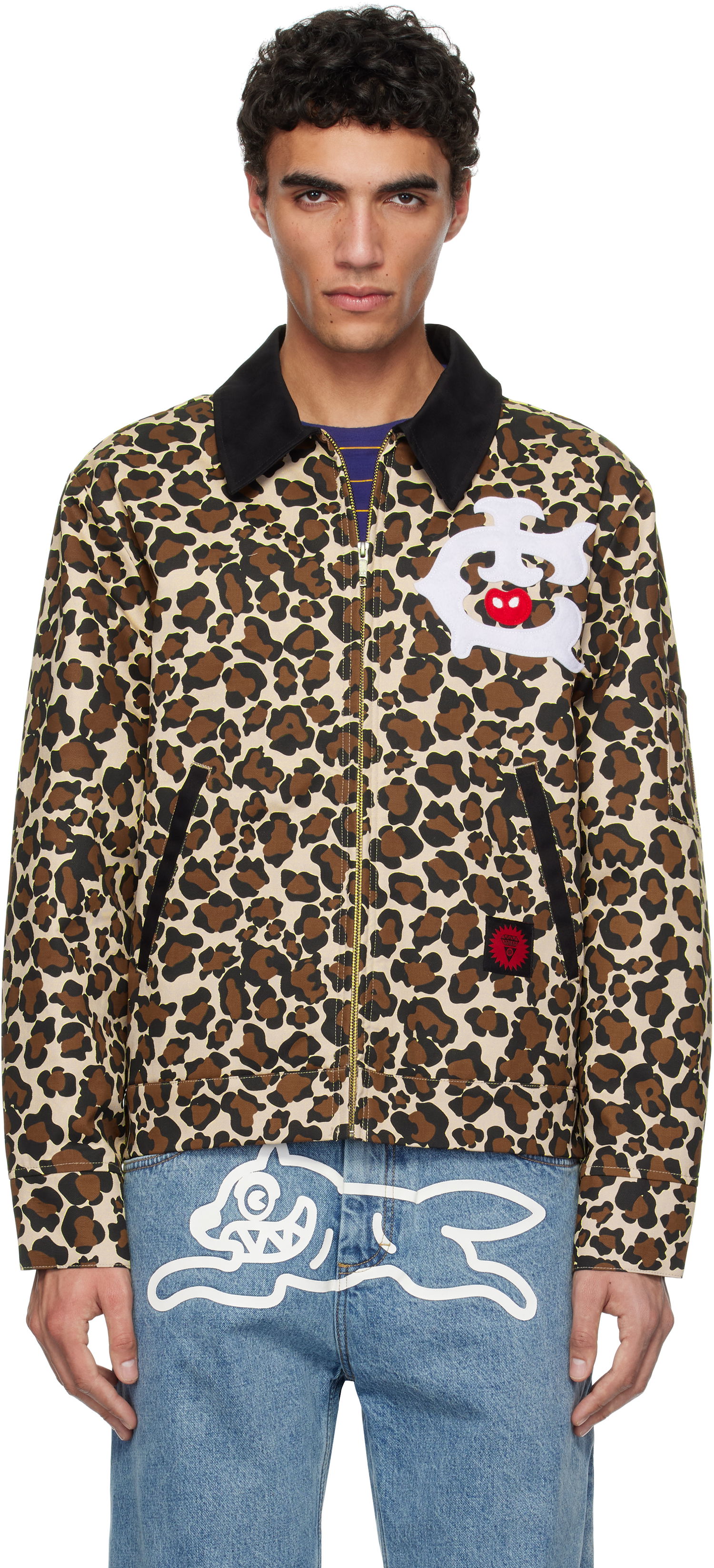 Jakna BBC IceCream ICECREAM Work Jacket with Leopard Print and Graphic Appliqué Bež | IC25174, 0