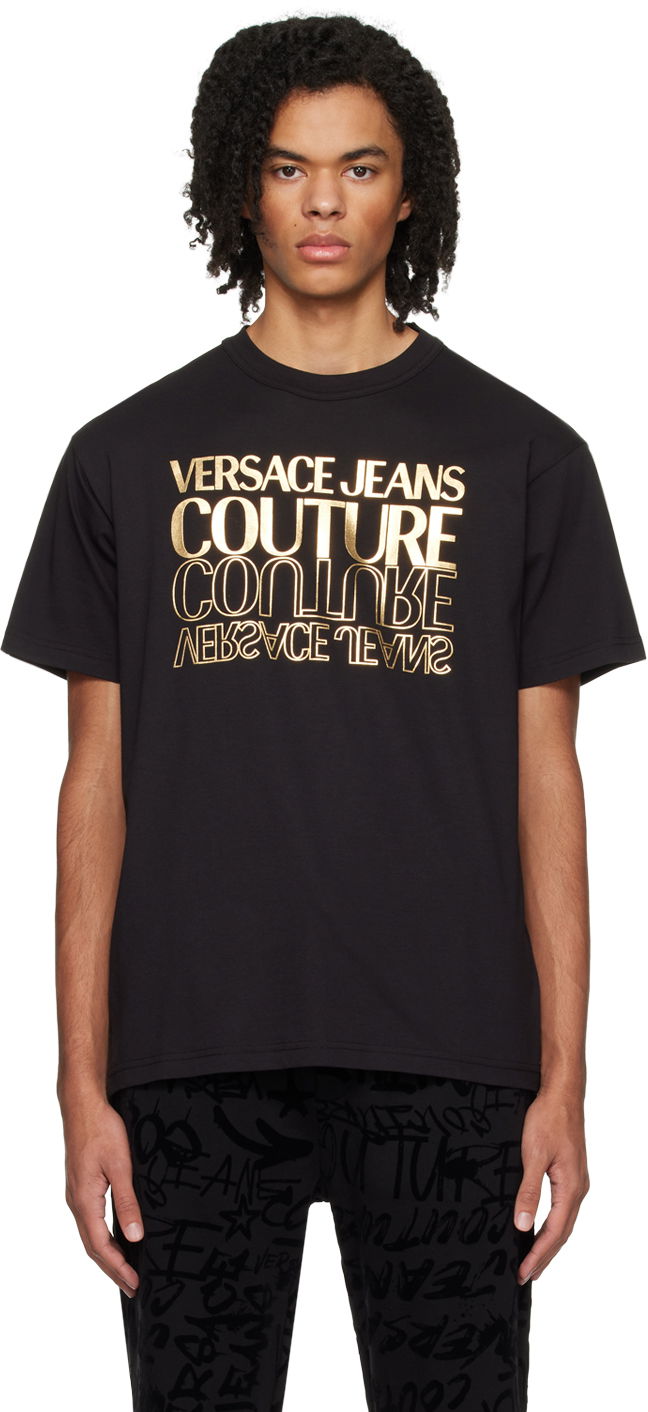 Majica kratkih rukava Versace Bonded T-Shirt Crna | E76GAHT10_ECJ00T, 0