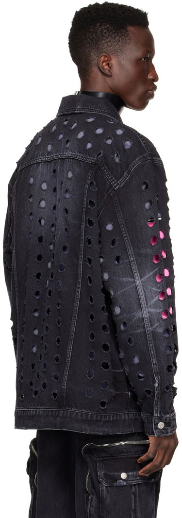 Jakna We11done We11done Distressed Logo Denim Jacket Crna | WD-DJ1-22-355-U-WB, 2