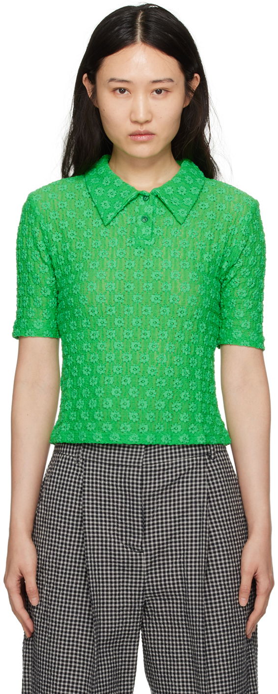 Polo majica YMC Floral Polo Zelena | Q2WAP