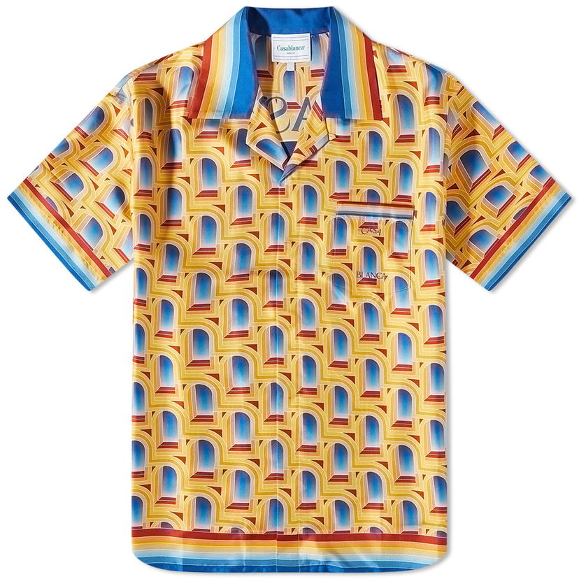Košulja Casablanca L'Arche De Jour Short Sleeve Silk Shirt Višebojno | MS23-SH-003-08