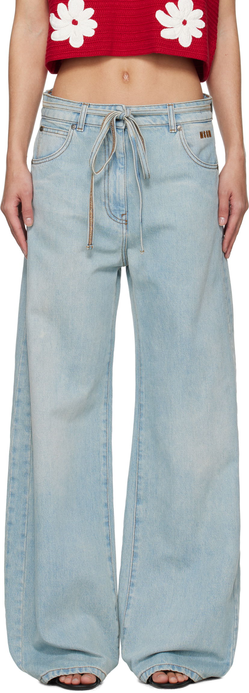 Jeans MSGM MSGM Wide-Leg Jeans Plava | 3841MDP234L 257275