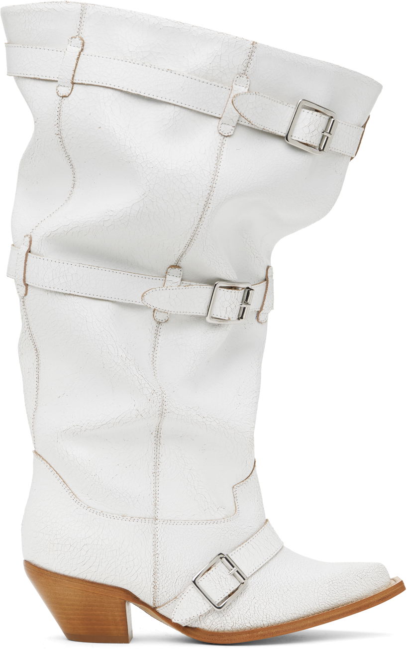 Odjeća R13 R13 Buckled Slouch Cowboy Boots Bijela | R13WS114-S209A