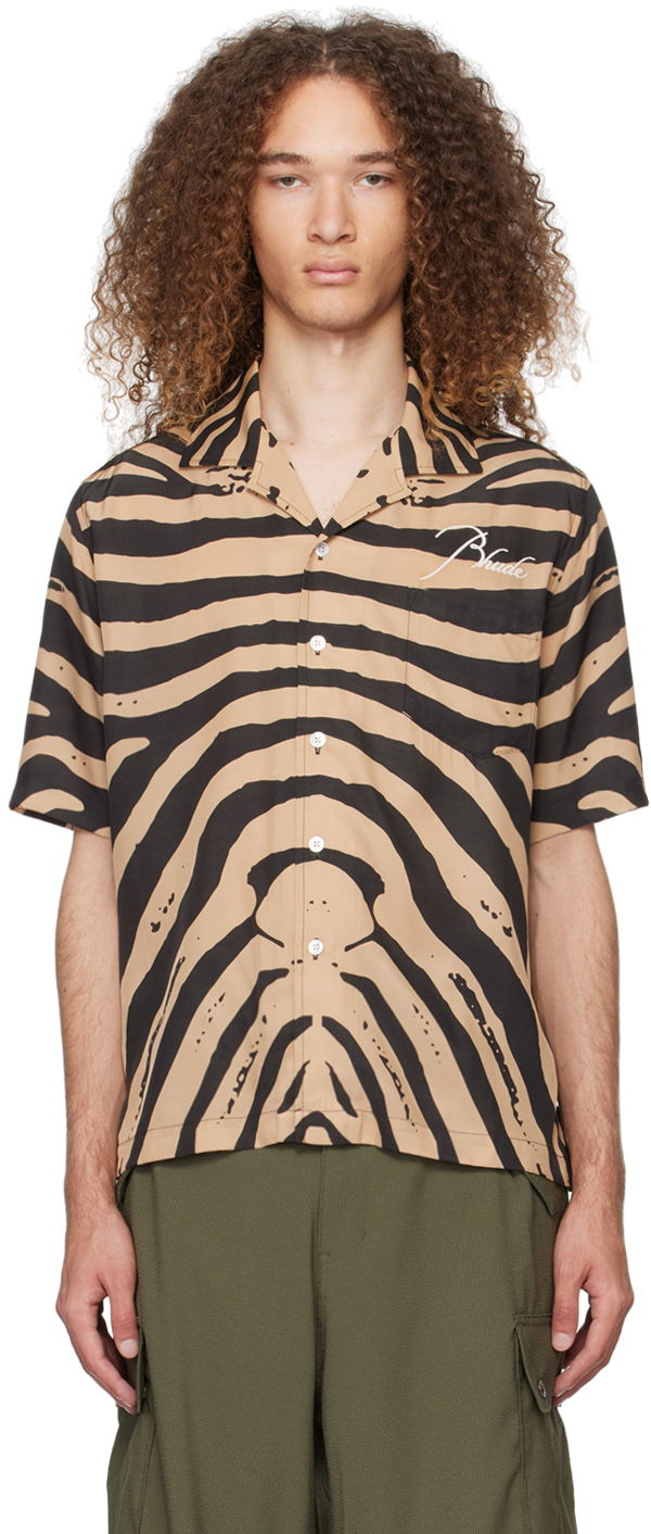 Košulja Rhude Zebra Shirt "Black & Tan" Bež | RHPS24SR12174274
