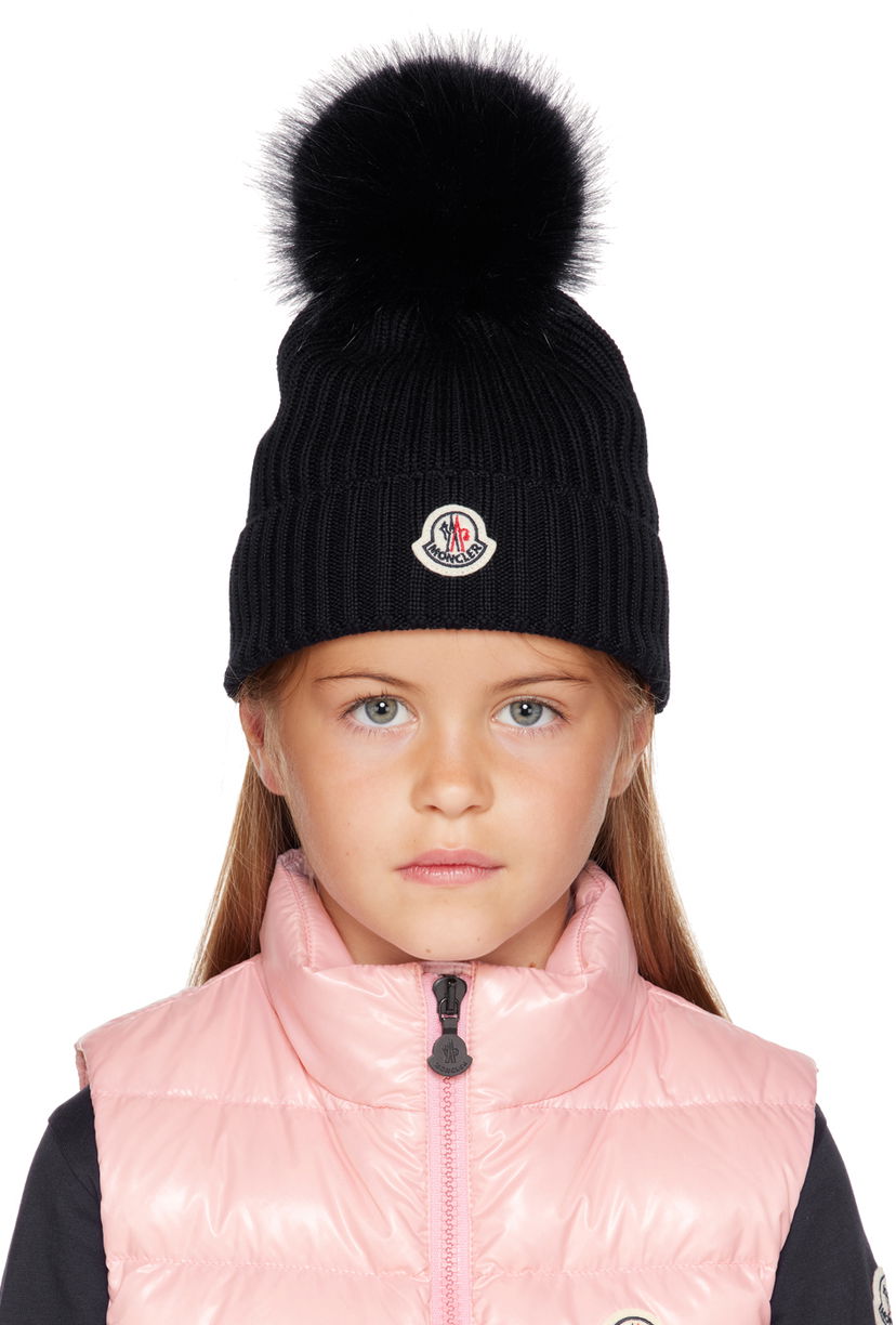 Kapica Moncler Moncler Enfant Kids' Pom Pom Beanie Crna | I29543B0001804S01