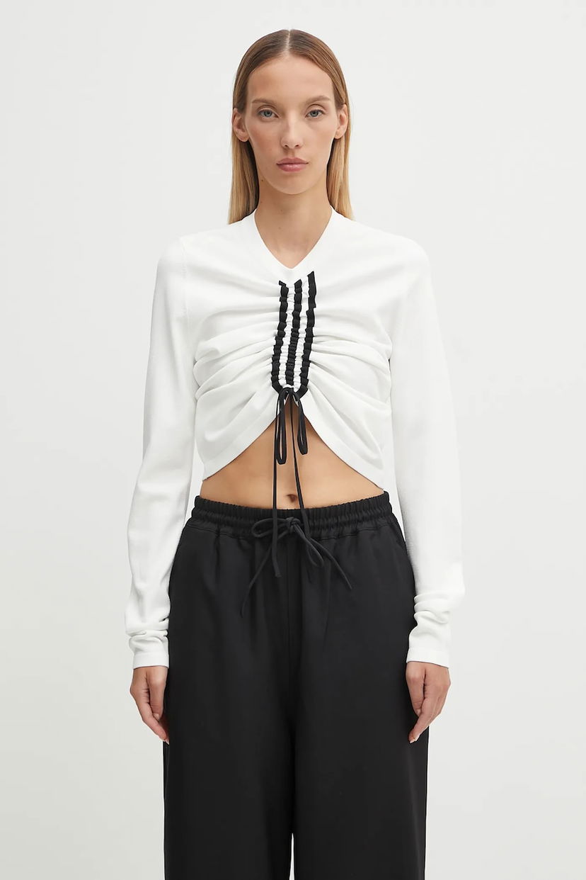 Majica kratkih rukava Y-3 Y-3 Fitted Cinch Long Sleeve T-Shirt Bijela | KD4760