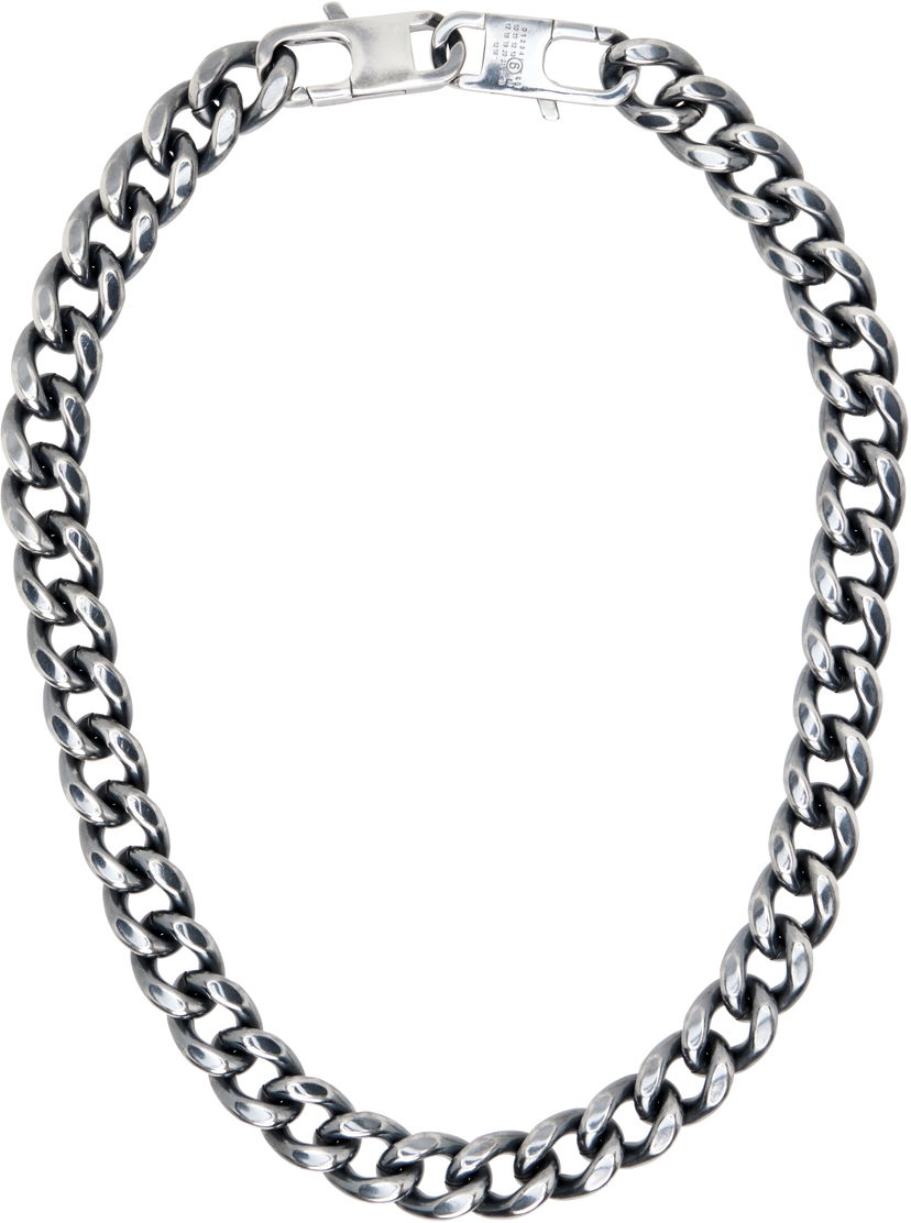 Ogrlica Maison Margiela MM6 Maison Margiela Silver-Tone Curb Chain Necklace Metalik | SM7UU0105 SV0235