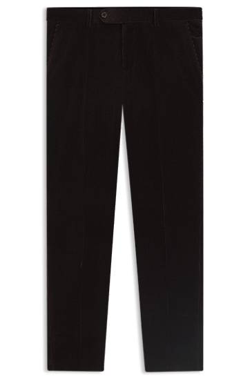 Hlače BOSS BECKHAM x pleat-front corduroy trousers Crna | 50557921