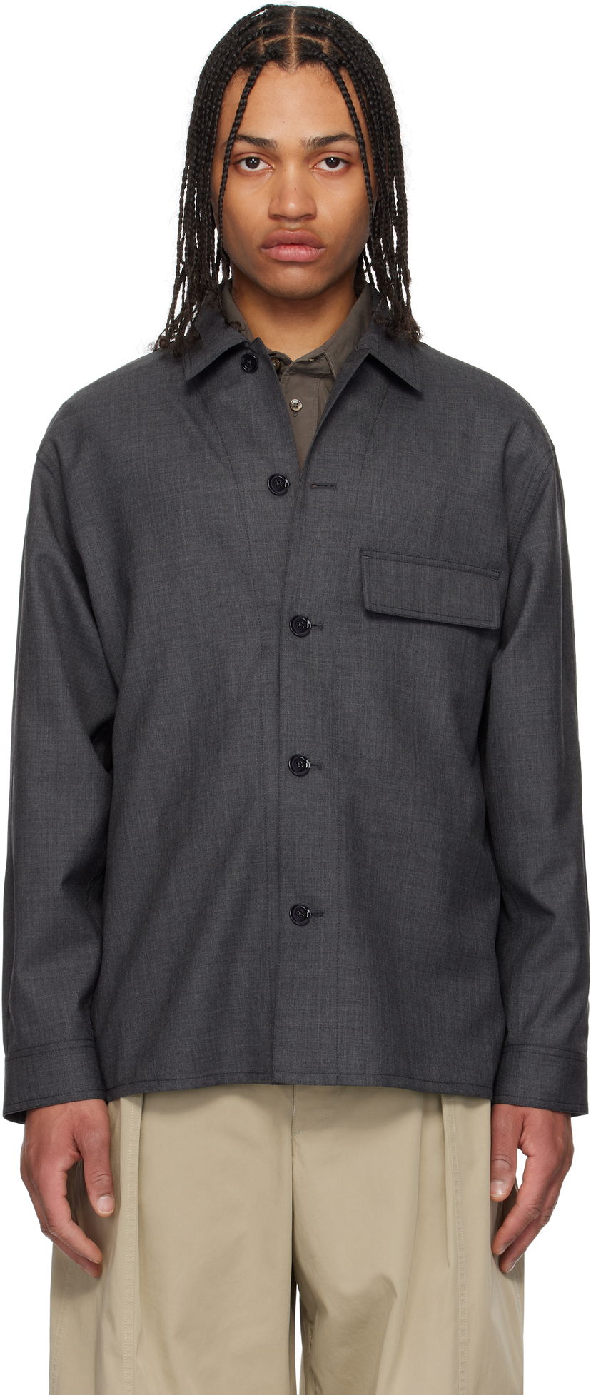 Košulja LEMAIRE Lemaire Tailored Overshirt Siva | OV1012 LF1386