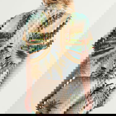 Košulja AMIRI AMIRI Women's Paradise Print Cropped Shirt, Size Large Višebojno | AWSTCA1038-900, 3