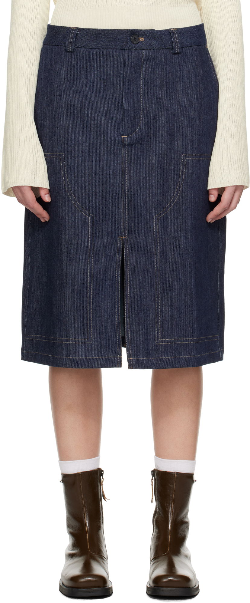 Suknja Soulland Midi Denim Skirt Plava | 42033-1316