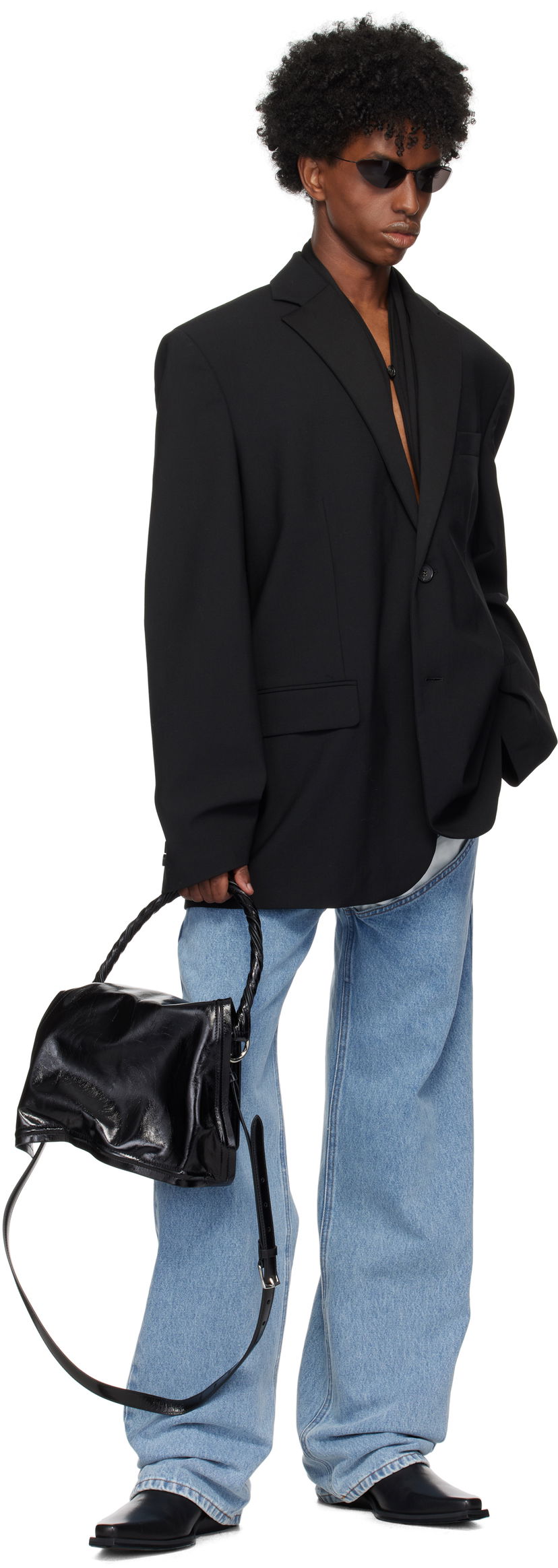 Torba za rame Y/PROJECT Mini Wire Shoulder Bag Crna | 620BA007