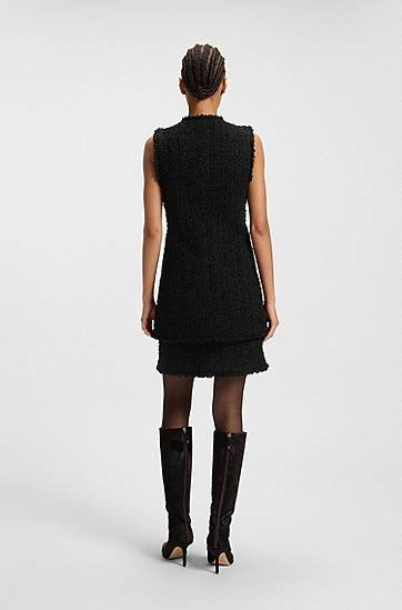 Prsluk BOSS Sleeveless Regular-Fit Velvet Tweed Blazer Crna | 50549128, 1