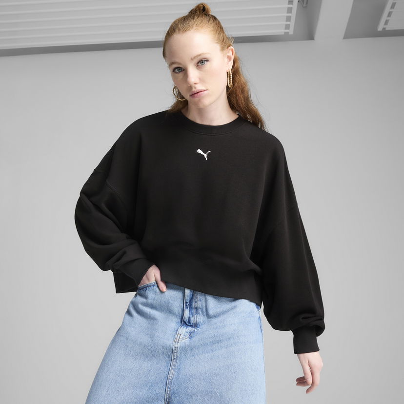 Dukserice Puma WARDROBE ESS Oversized Sweatshirt Crna | 629748_01