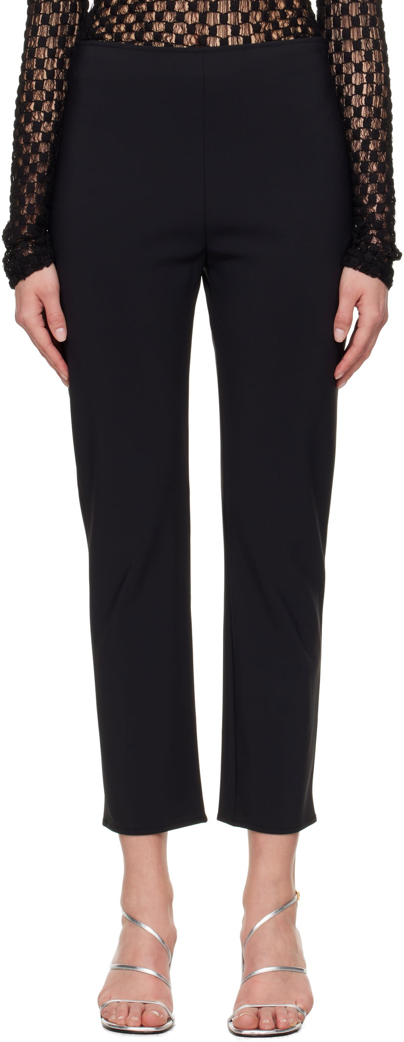 Hlače Róhe Róhe Cigarette Scuba Trousers Crna | 414-30-166