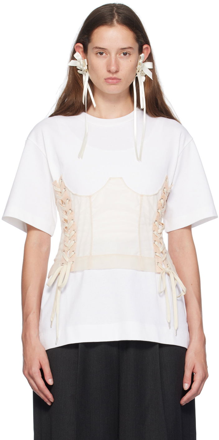Majica kratkih rukava Simone Rocha Simone Rocha Corset Panel Boxy T-Shirt Bijela | 5282 0562