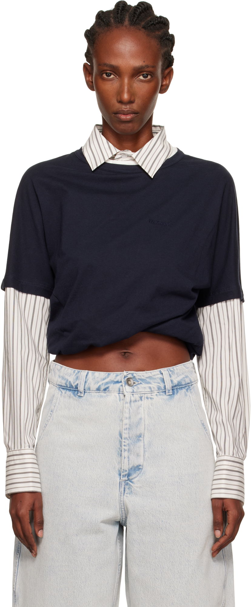 Majica kratkih rukava We11done We11done Layered Twist T-Shirt Tamnoplava | WD-BL2-25-103-W-NV