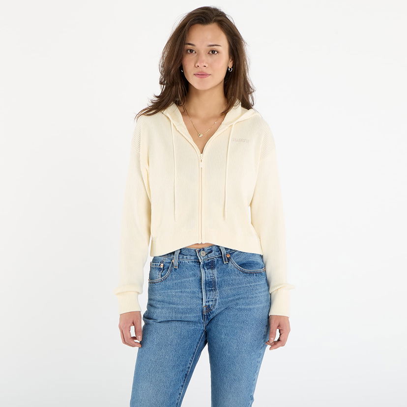 Dukserice GUESS Flaminia Ribbed Zipped Hoodie Bijela | V5BR05Z3JD2-G047