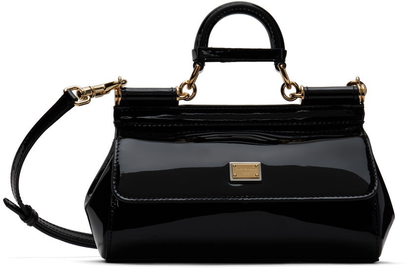 Ručna torbica Dolce & Gabbana Dolce&Gabbana Small Sicily Patent Leather Handbag Crna | BB7116 B1471