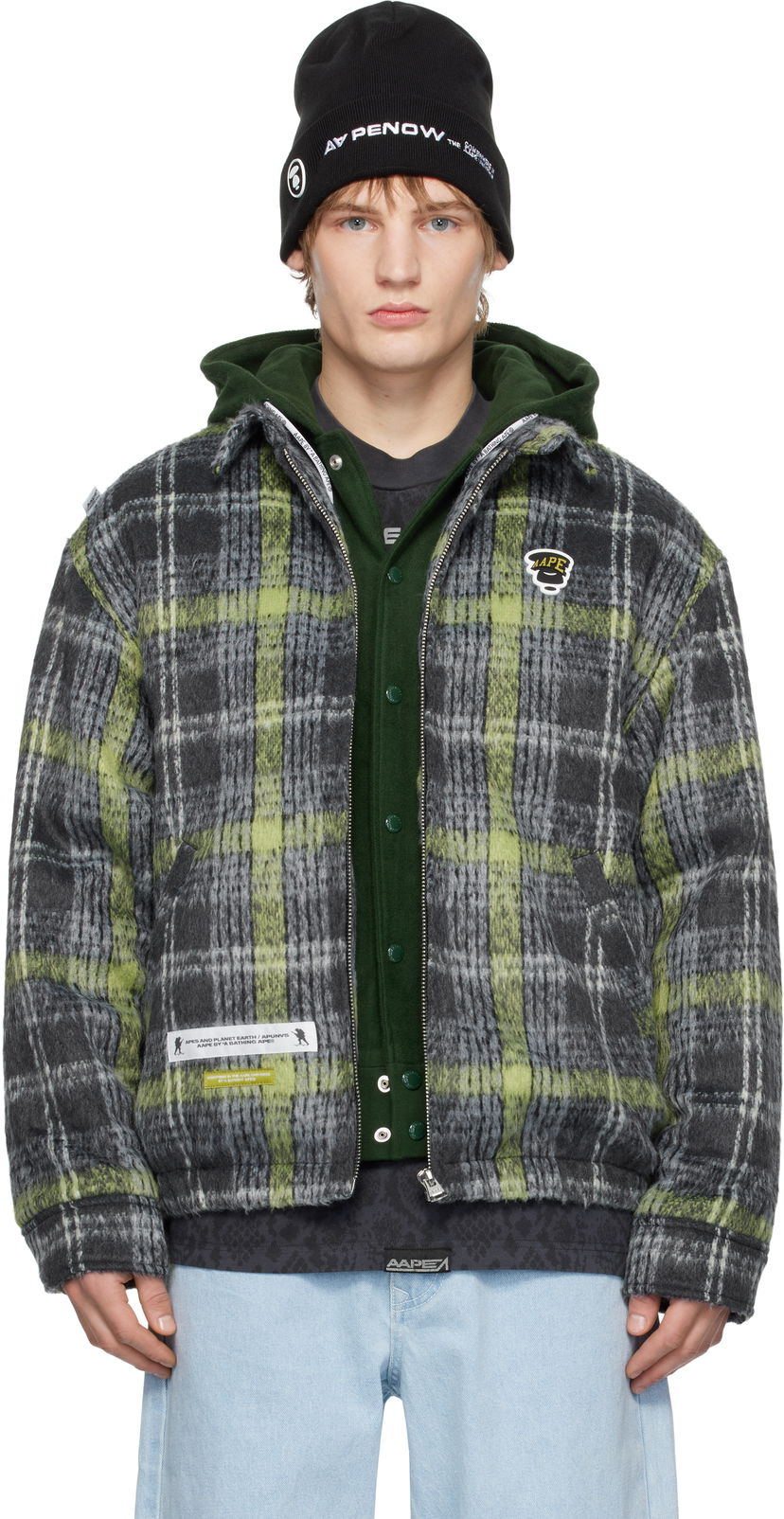 Bomber jakna AAPE by A Bathing Ape AAPE by A Bathing Ape Moonface Logo Check Hooded Jacket Višebojno | AAPJKM7681XXNGYM