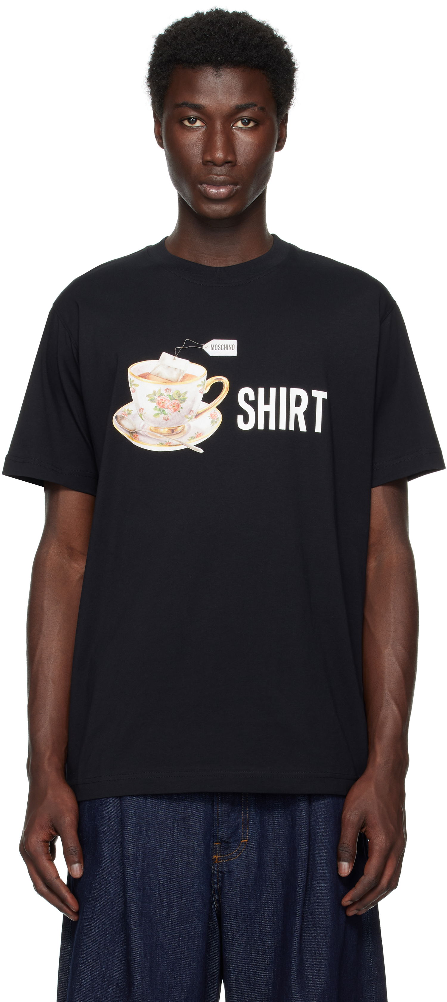 Majica kratkih rukava Moschino Moschino Teacup Print Organic Cotton T-Shirt Crna | 252ZZ072852411555, 0