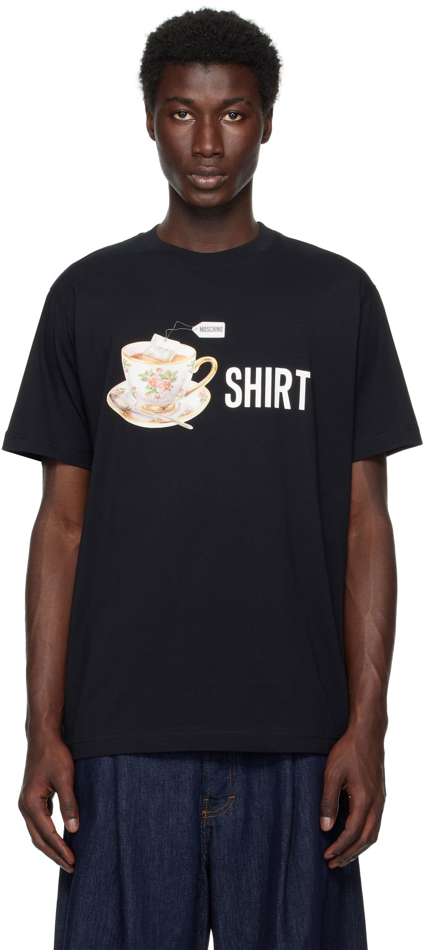 Majica kratkih rukava Moschino Moschino Teacup Print Organic Cotton T-Shirt Crna | 252ZZ072852411555