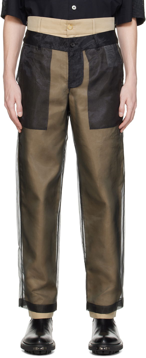 Hlače Feng Chen Wang Feng Chen Wang Layered Trousers Smeđa | FUS17TR08
