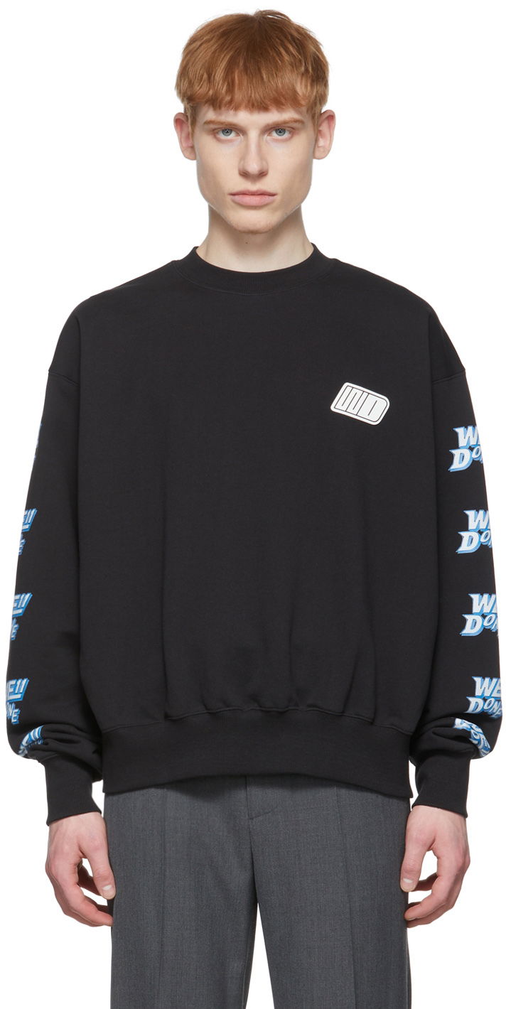 Džemper We11done We11done Logo-Print Sweatshirt Crna | WD-TS1-22-693-U-BK