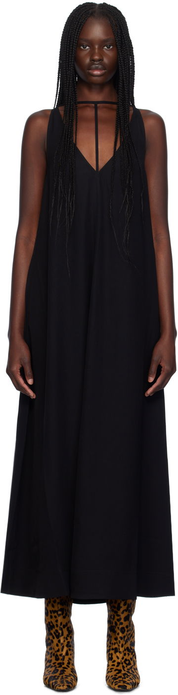 Haljina TOTEME T-Strap Maxi Dress Crna | 243-WRD0122-FB0020
