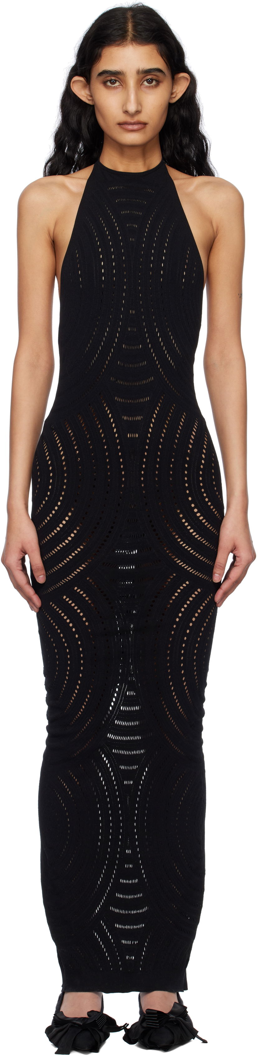 Haljina MISBHV MISBHV Mesh Halter Maxi Dress Crna | 250W814