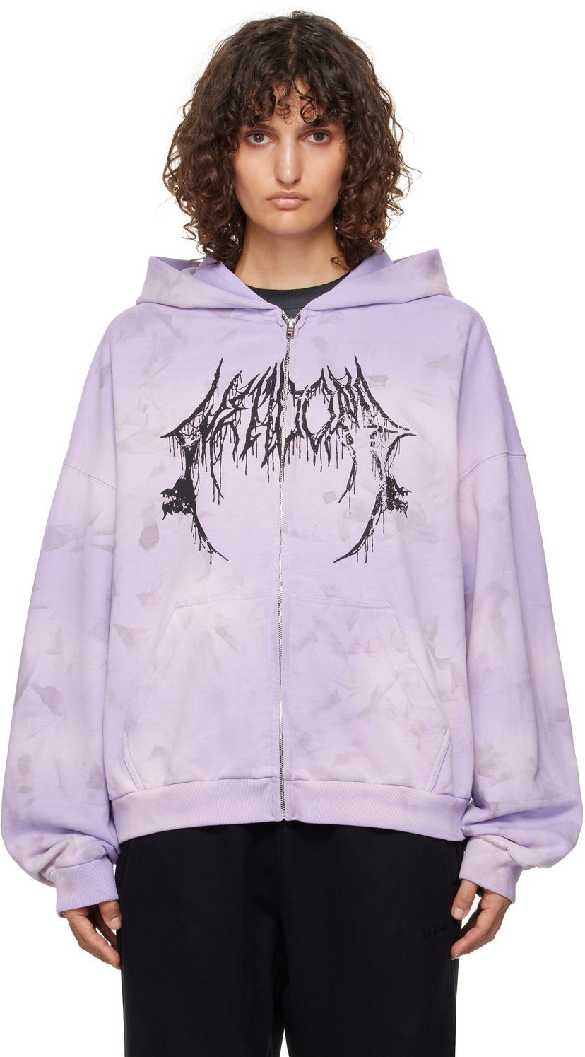 Dukserice We11done Graphic Print Zip-Up Hoodie Ljubičasta | WD-TJ3-24-878-U-PP