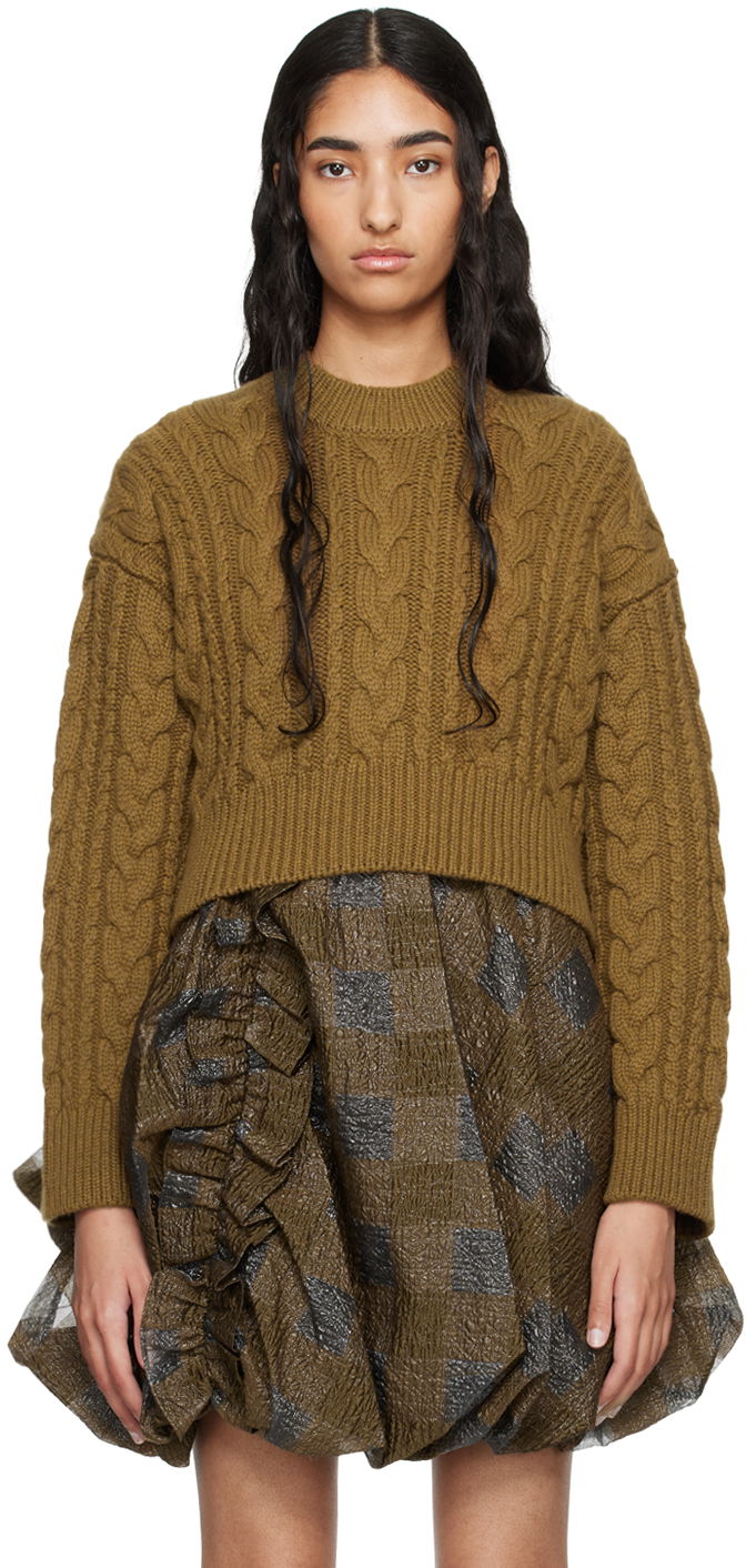 Džemper Cecilie Bahnsen Vibeke Cropped Cable Knit Sweater Zelena | 2.24KNI51004 VIBEKE JUMPER