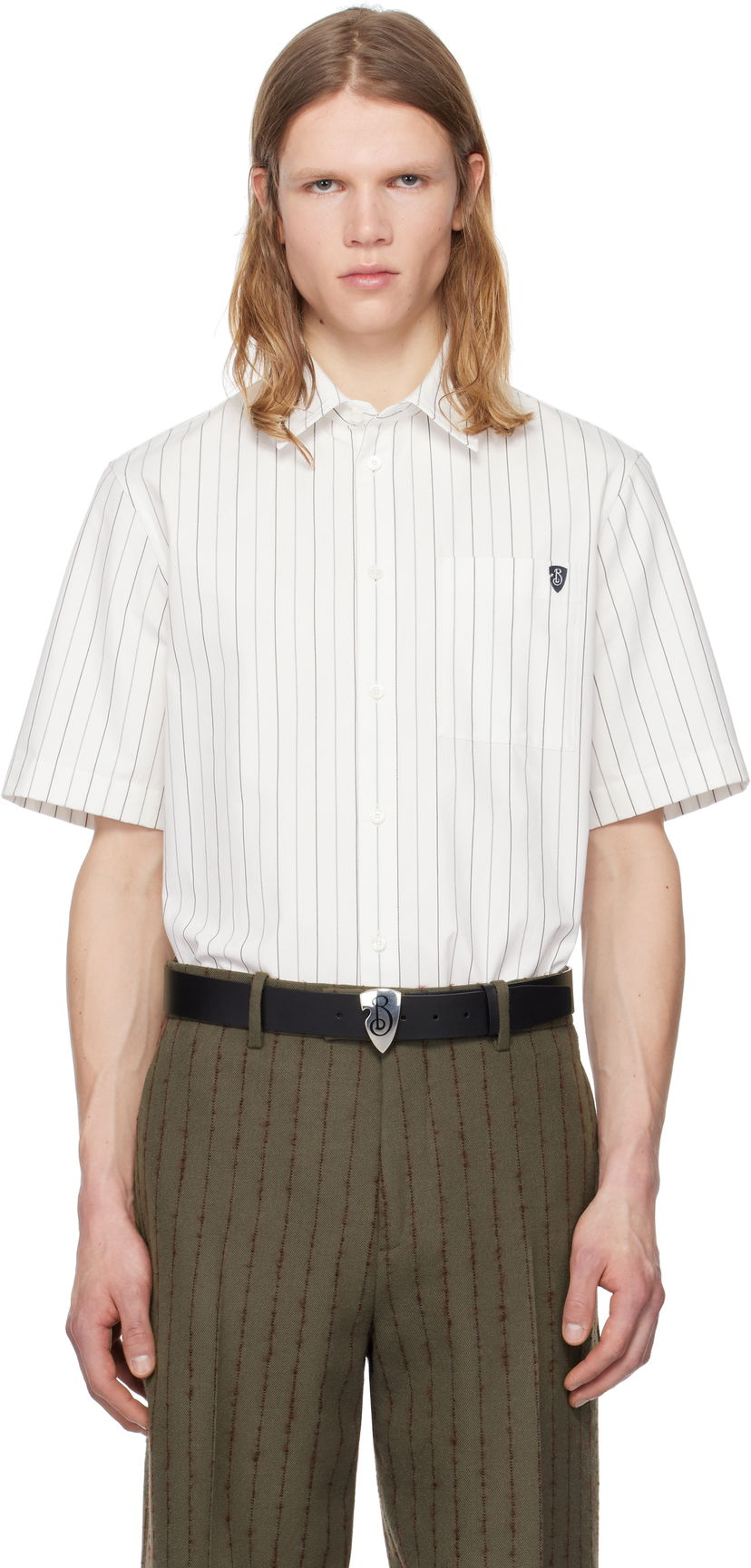 Košulja Burberry Burberry Pinstripe Short Sleeve Shirt Bijela | 8102569