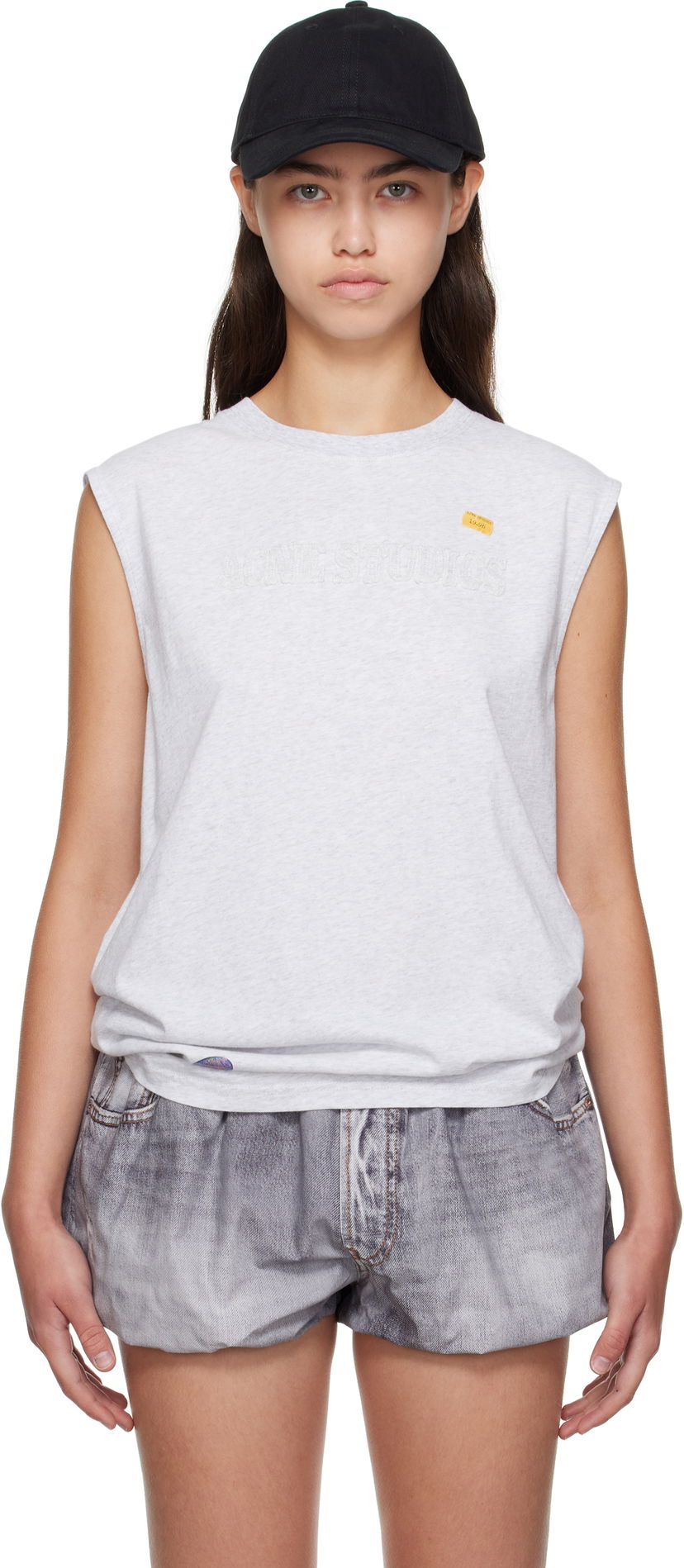 Majica bez rukava Acne Studios Acne Studios Logo Muscle Tee Siva | CL0350-