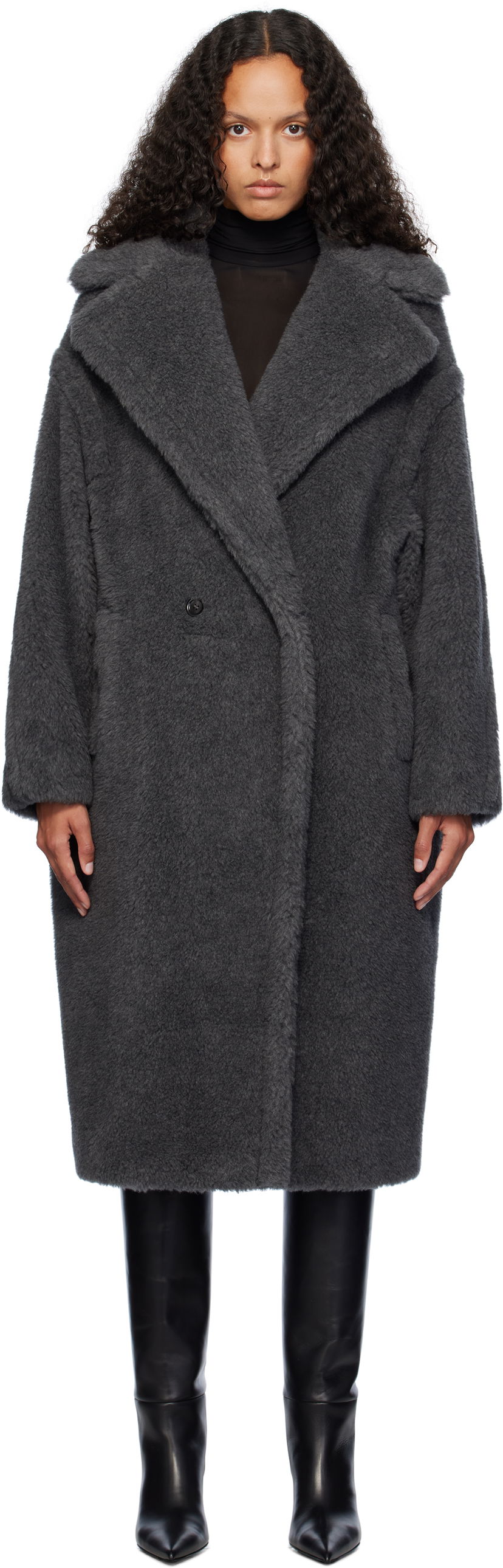Kaputi Max Mara Max Mara Teddy1 Faux-Fur Coat Siva | 2421016052600 MM10502