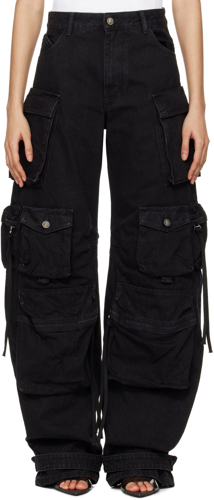 Cargo hlače The Attico Attico Fern Cargo Denim Jeans Crna | 250WCP00084 DDD066AA