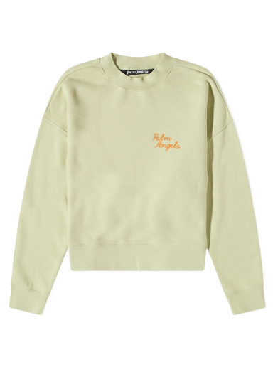 Džemper Palm Angels Back Spray Palm Embroidered Logo Crewneck Zelena | PMBA026F22FLE0085155