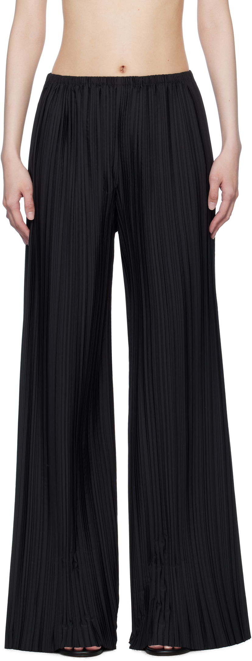 Hlače The Row The Row Gala Pleated Wide-Leg Trousers Crna | 1766-W3520