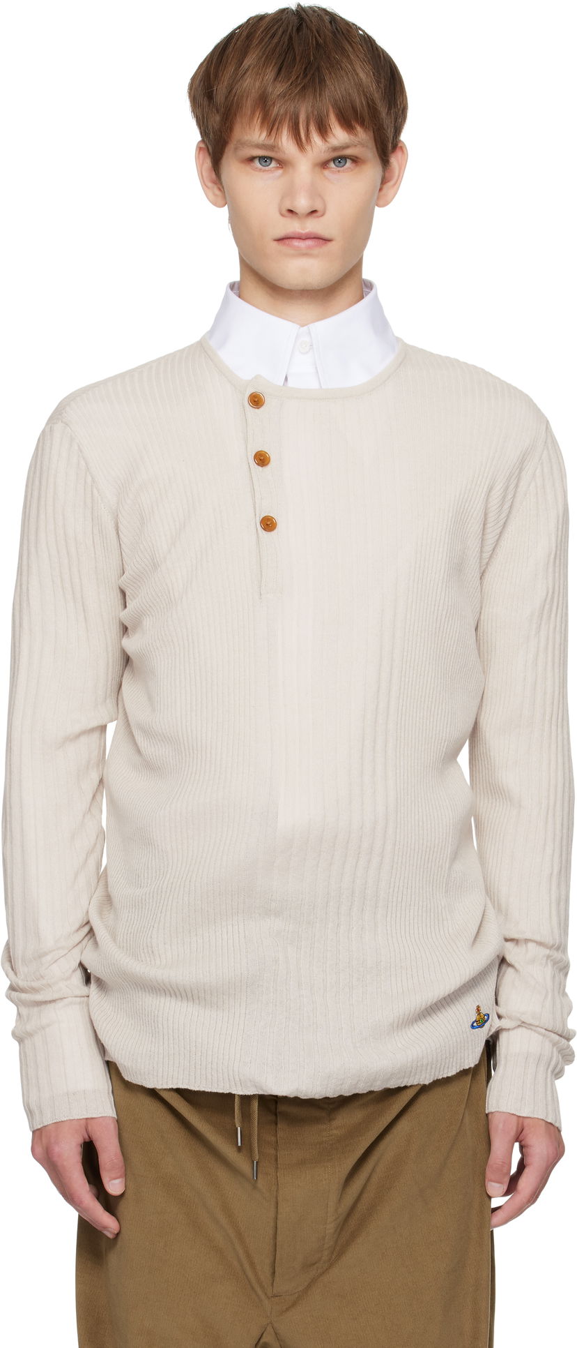 Džemper Vivienne Westwood Vivienne Westwood Tegan Henley Knit Top Bež | 2701002N-Y003M-