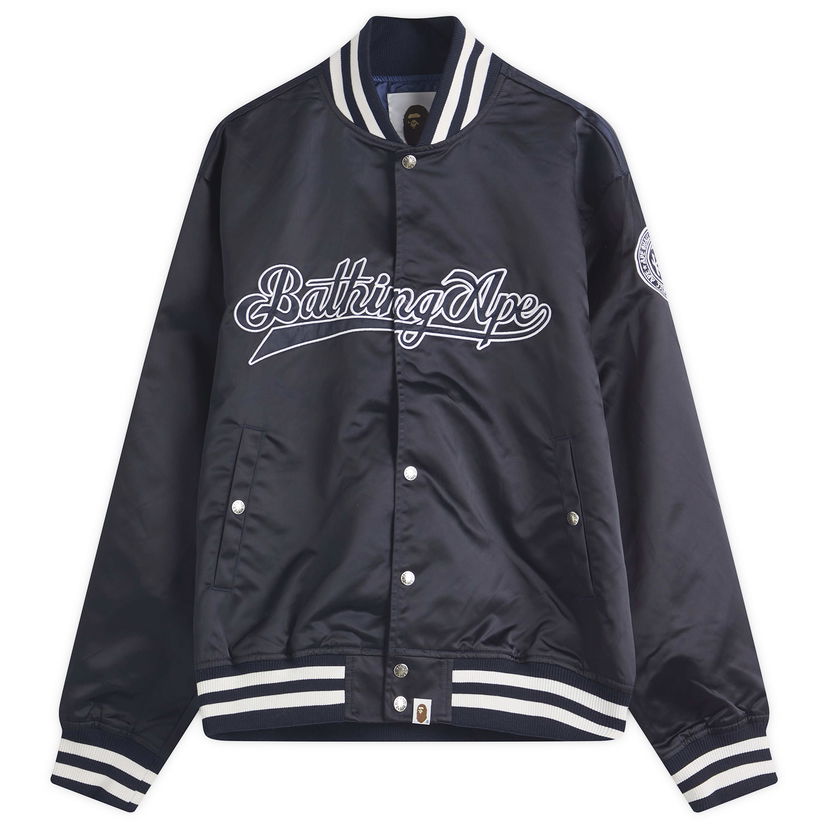 Bomber jakna BAPE Bathing Ape Baseball Varsity Jacket, Size Large Tamnoplava | 001LJL301011M-NVY