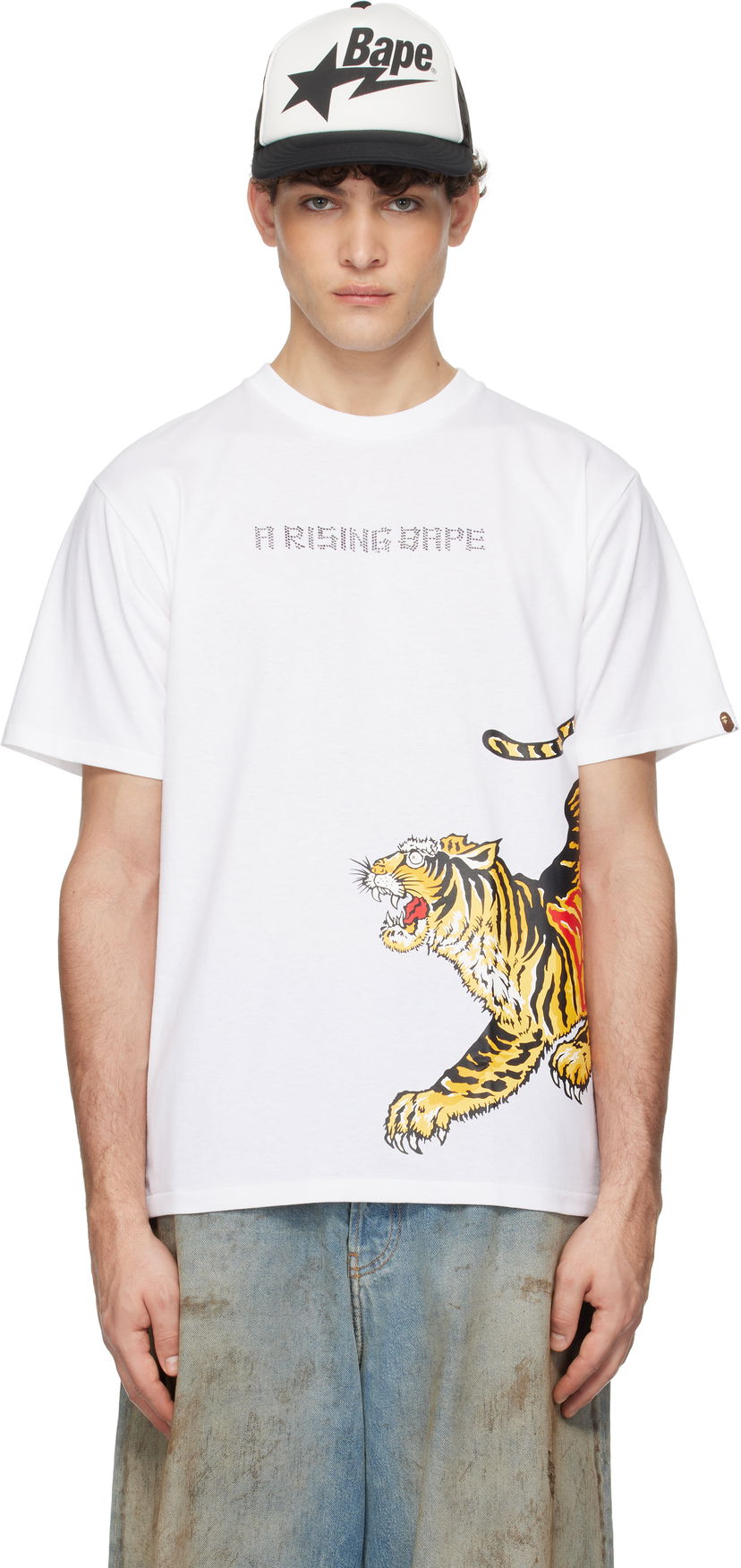 Majica kratkih rukava BAPE A Bathing Ape Tiger Graphic T-Shirt Bijela | 001TEK701008L