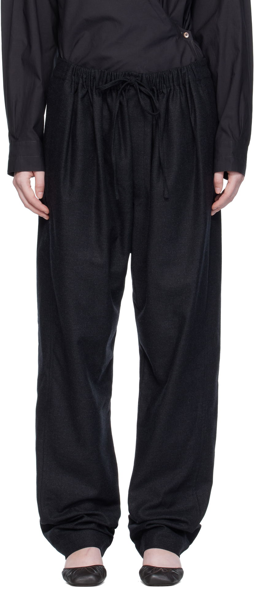 Hlače LEMAIRE Drawstring Trousers Crna | PA1222 LF1158