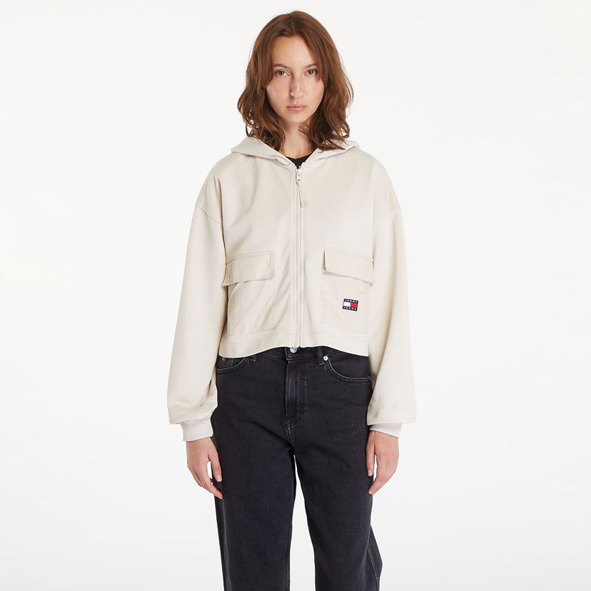 Dukserice Tommy Hilfiger RLX Crop Fabric Mix Hoodie Newsprint Bijela | DW0DW18381 ACG