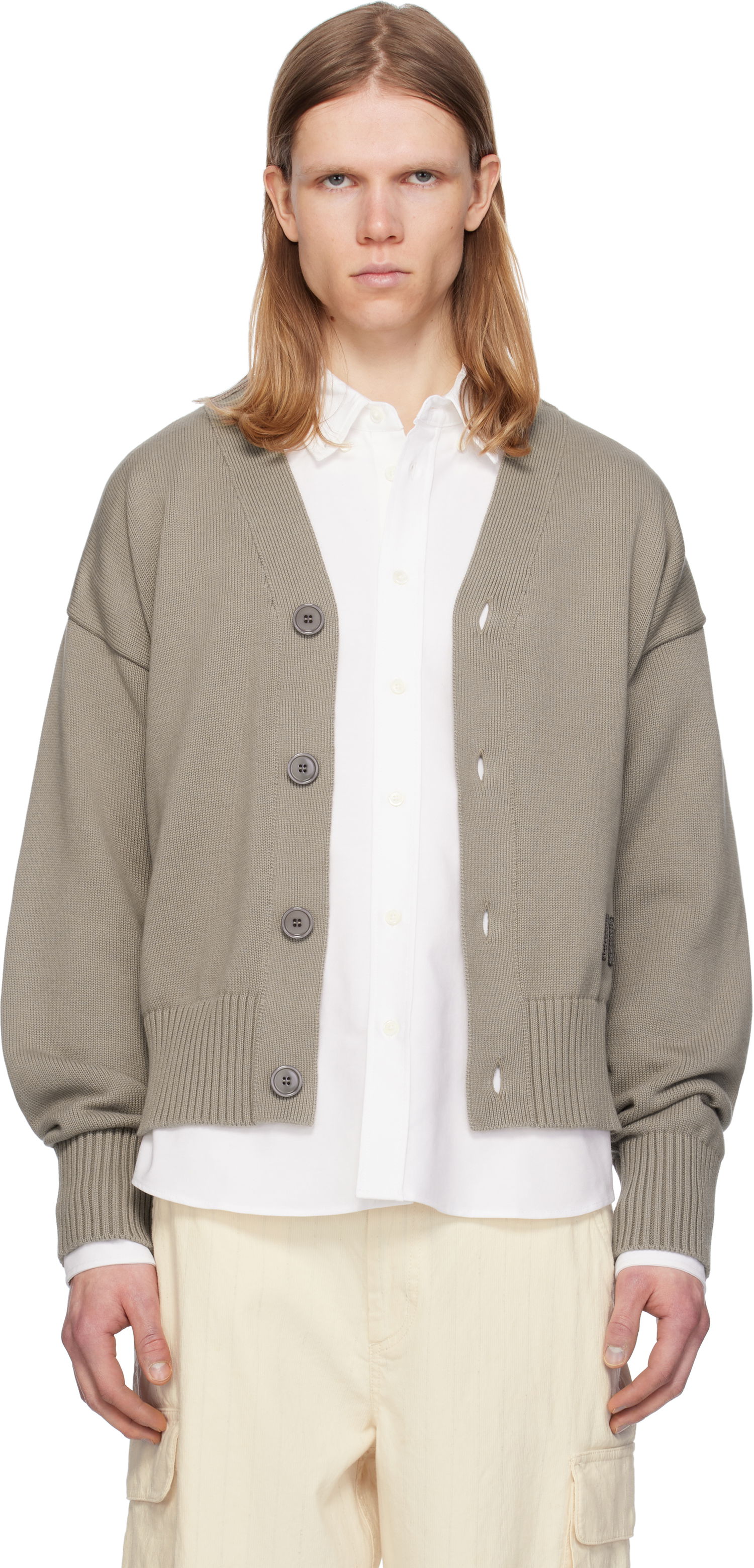 Džemper AMI AMI Paris Cotton Wool Embroidered Cardigan Zelena | HKC163.KN0063, 0