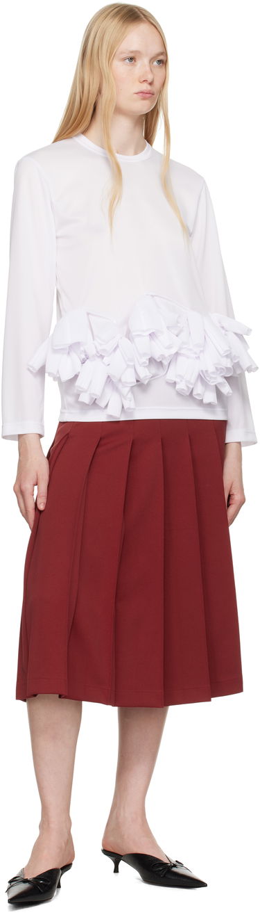 Majica kratkih rukava Comme des Garçons Comme des Garçons Ruffle Detail Long Sleeve T-Shirt Bijela | RO-T002-S25, 3