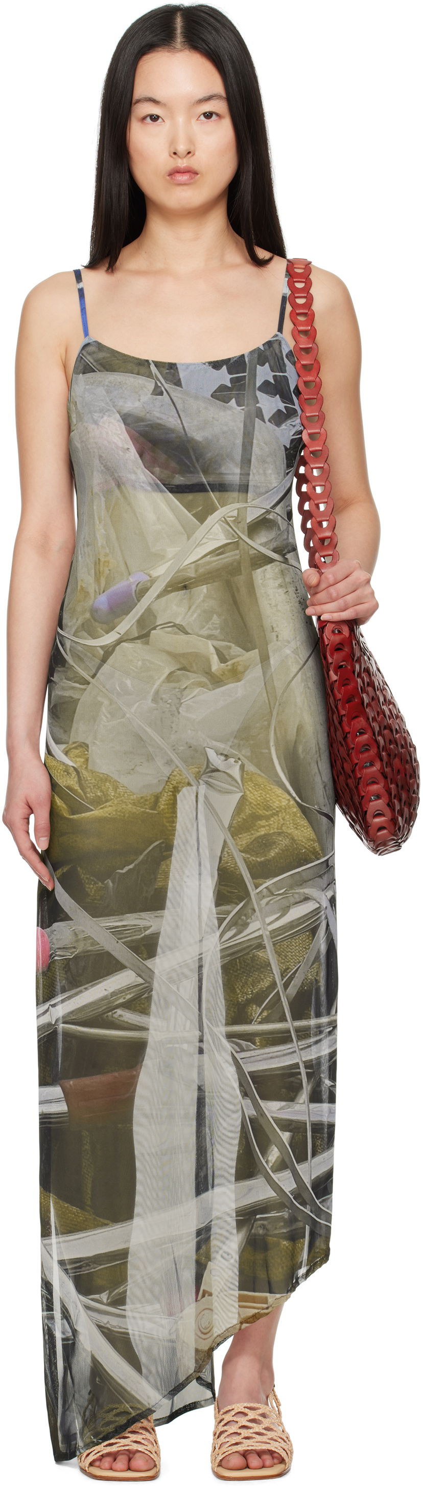 Haljina Serapis Serapis Scrap Yard Mesh Slip Maxi Dress Višebojno | SS25_MD_2